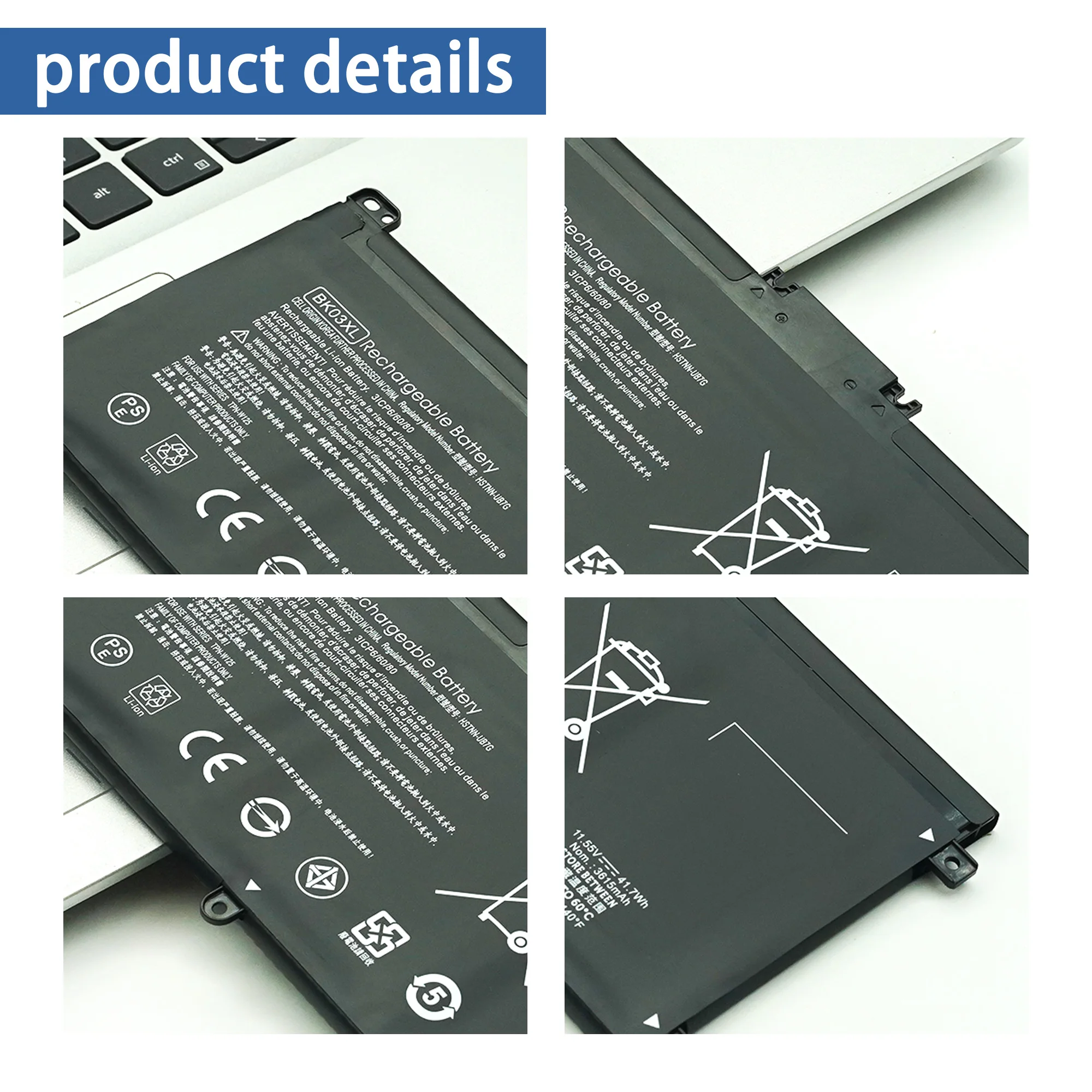 BK03XL 47.1WH Batería para HP Pavilion X360 Convertible 14m-ba0xx 14-ba000 14m-ba013dx 14m-ba011dx 14m-ba1xx 916811-855