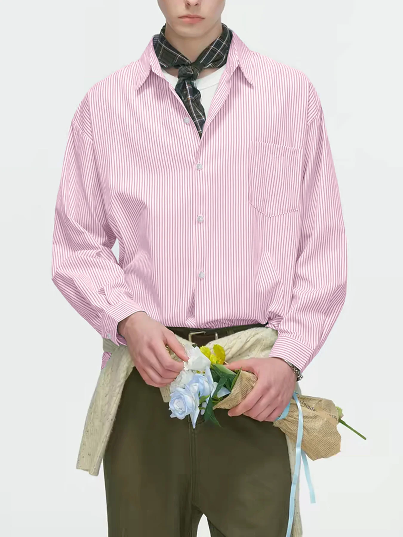 

Men's Long-Sleeve Striped Shirt for Spring and Autumn, Casual and Trendy, Stylish and Premium Look