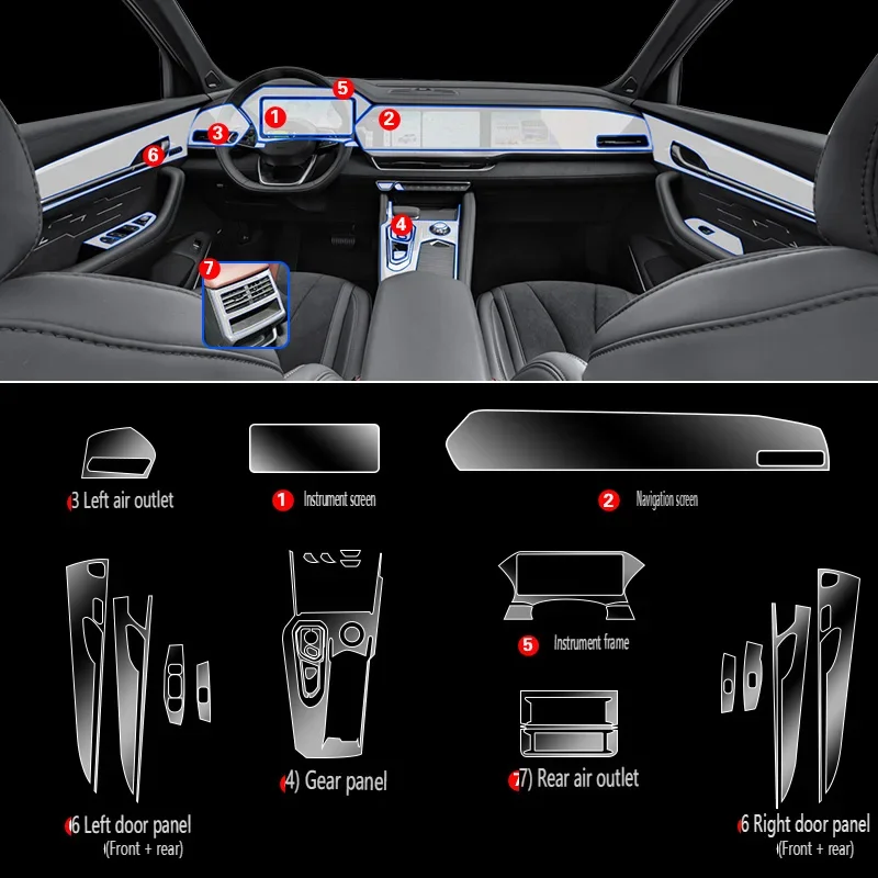 

Прозрачная пленка из ТПУ для Geely Monjaro 2024, защитная наклейка для салона автомобиля, центральное управление, дверная навигационная панель, автомобильные аксессуары