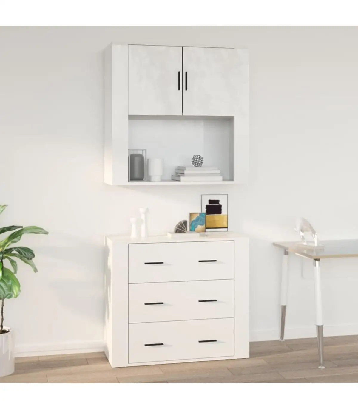 Sideboards wardrobe Wall plywood white gloss 80x33x80 cm