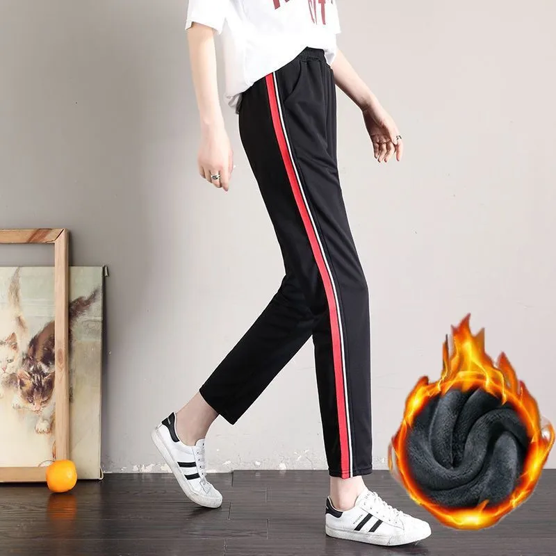 Thiened Fce عارضة السراويل مستقيم الساق هارلان ثي سبور عالية الخصر تسع نقاط ألياف البوليستر عارضة السراويل #4