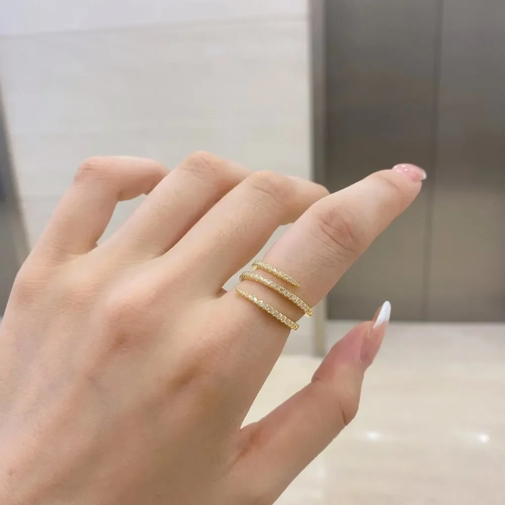 Japanese and Korean Light Luxury S925 Pure Silver Ring with Simple Line Sense, Zircon Versatile Wedding Jewelry Wholesale