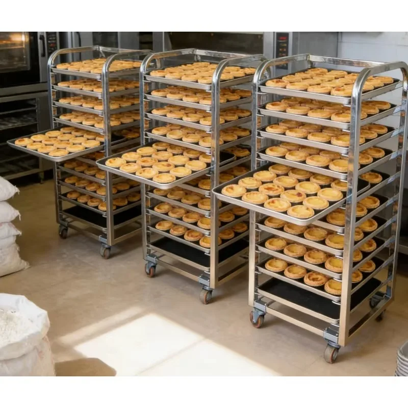 Stainless Steel Cooling Rack Trolley Multi-Tier 600x400 mm Baking Tray Trolley Bakery Shelves Bun Pan Rack Cart