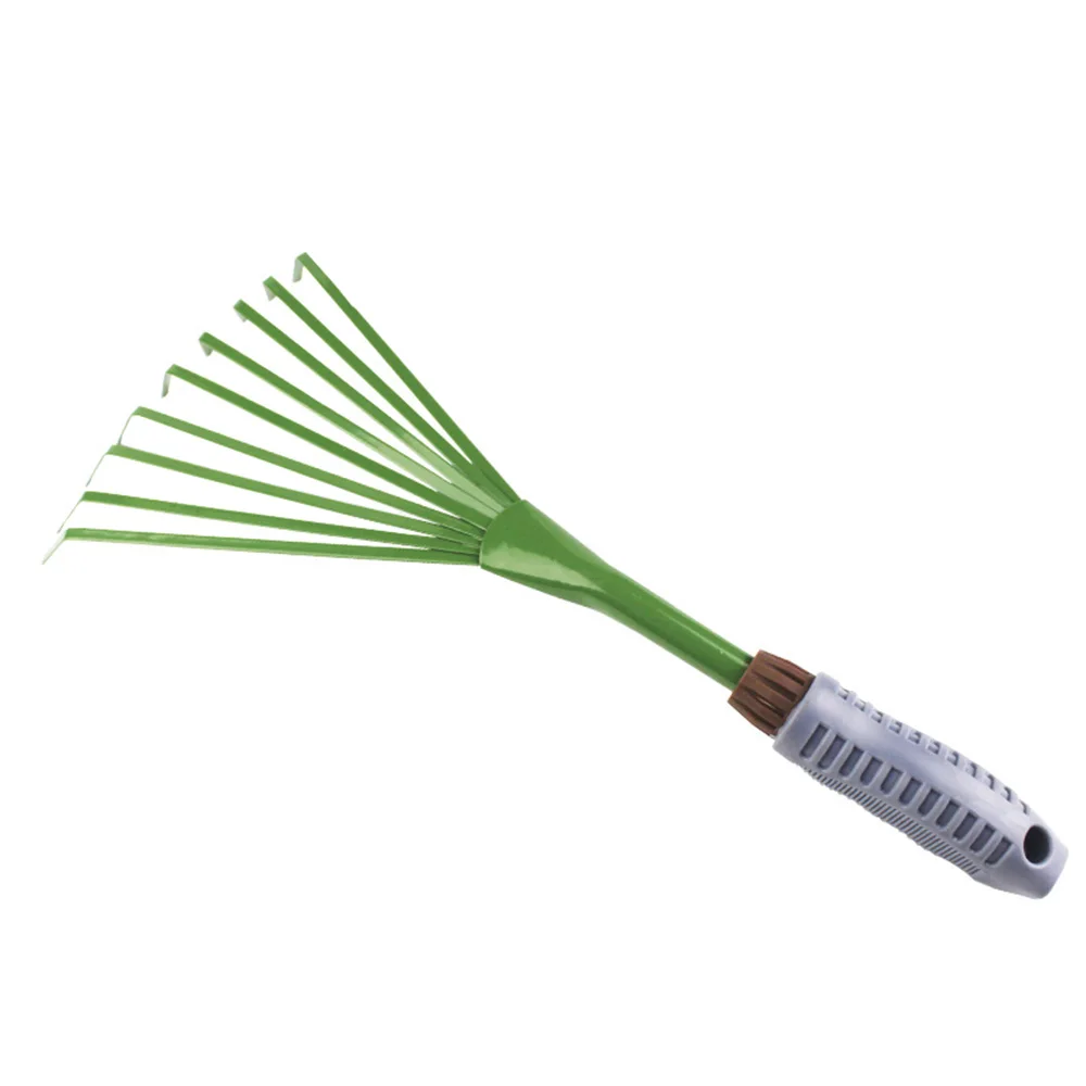 9 Teeth Garden Rake 15.5 Inch 9-Claw Garden Hand Grass Rake Leaf Broom with Ergonomic Grip Collect Loose Debris Gardening Tools