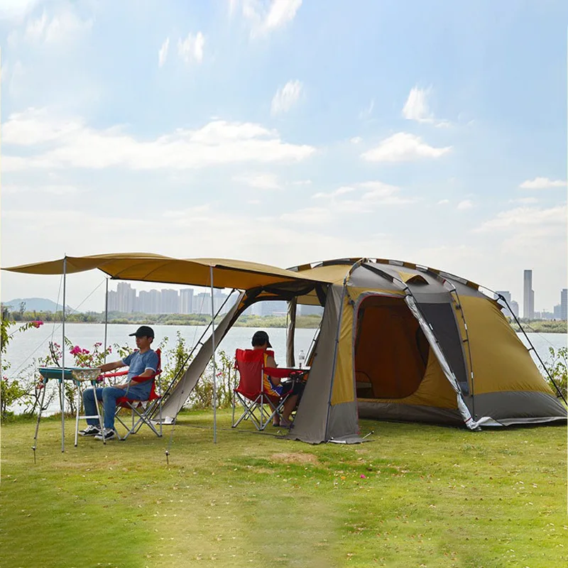 Customized camping tunnel tent, outdoor thickened rainproof family tent, portable one-bedroom one-living-room automatic quick-op