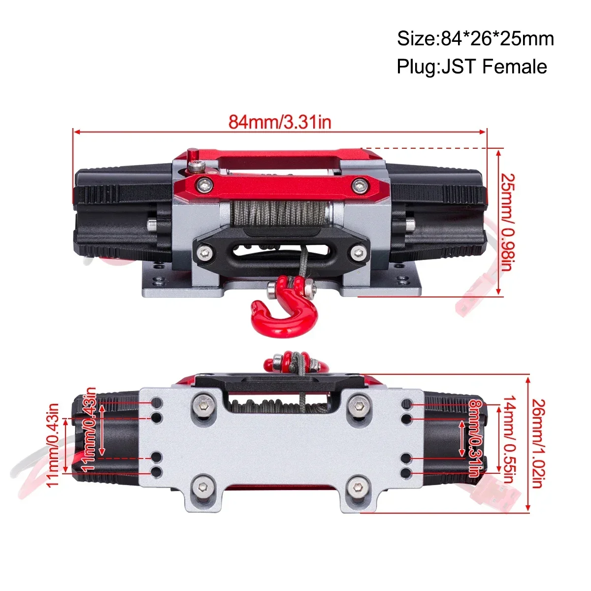 Treuil simulé en métal pour moteur de touristes CNC, pièces de mise à niveau pour voiture inoler RC 1/8 1/10 TRtage SCX10 RCversiD90 KM2