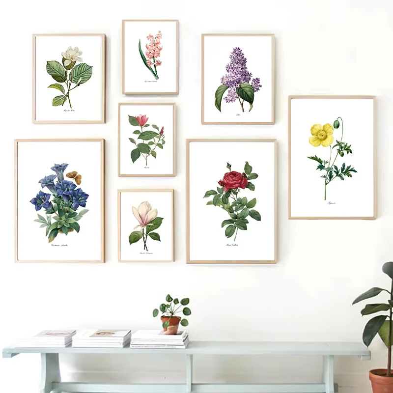 P.J. Redoute Blumen Vintage Poster und Drucke Antike Blume Botanische Kunst Leinwand Malerei Wandbilder für Wohnzimmer Dekor