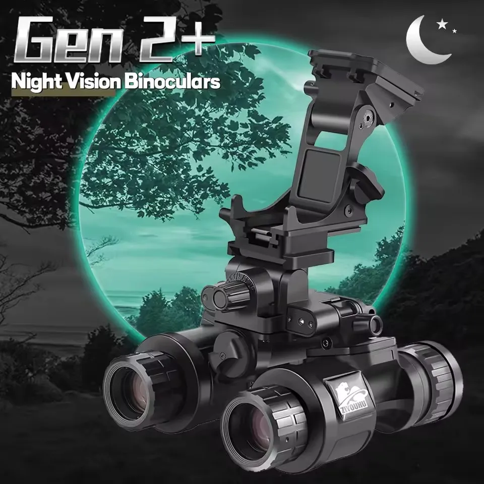 Gen2+ Night Vision Goggles Low Light IR Head Mounted Binocular White Phosphorescence Image Intensifier Tube for Darkness Patrol