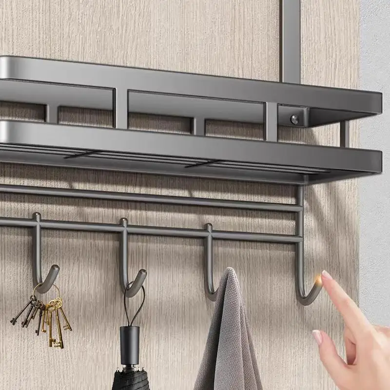 

Door Hanger Organizer Carbon Steel Door Storage Rack Door Hanger Hooks Punch-Free Detachable Storage Shelf Over The Door Hanger