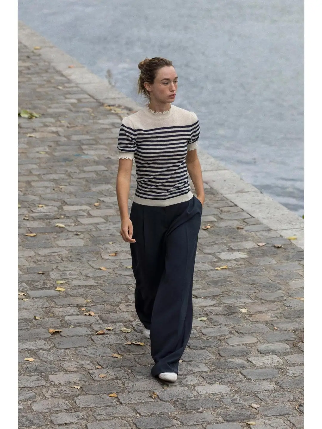 

Осенний вязаный женский пуловер ort Sve round Ne Stripe, декоративный многослойный женский пуловер, модный брендовый топ, поступление 2023 г.