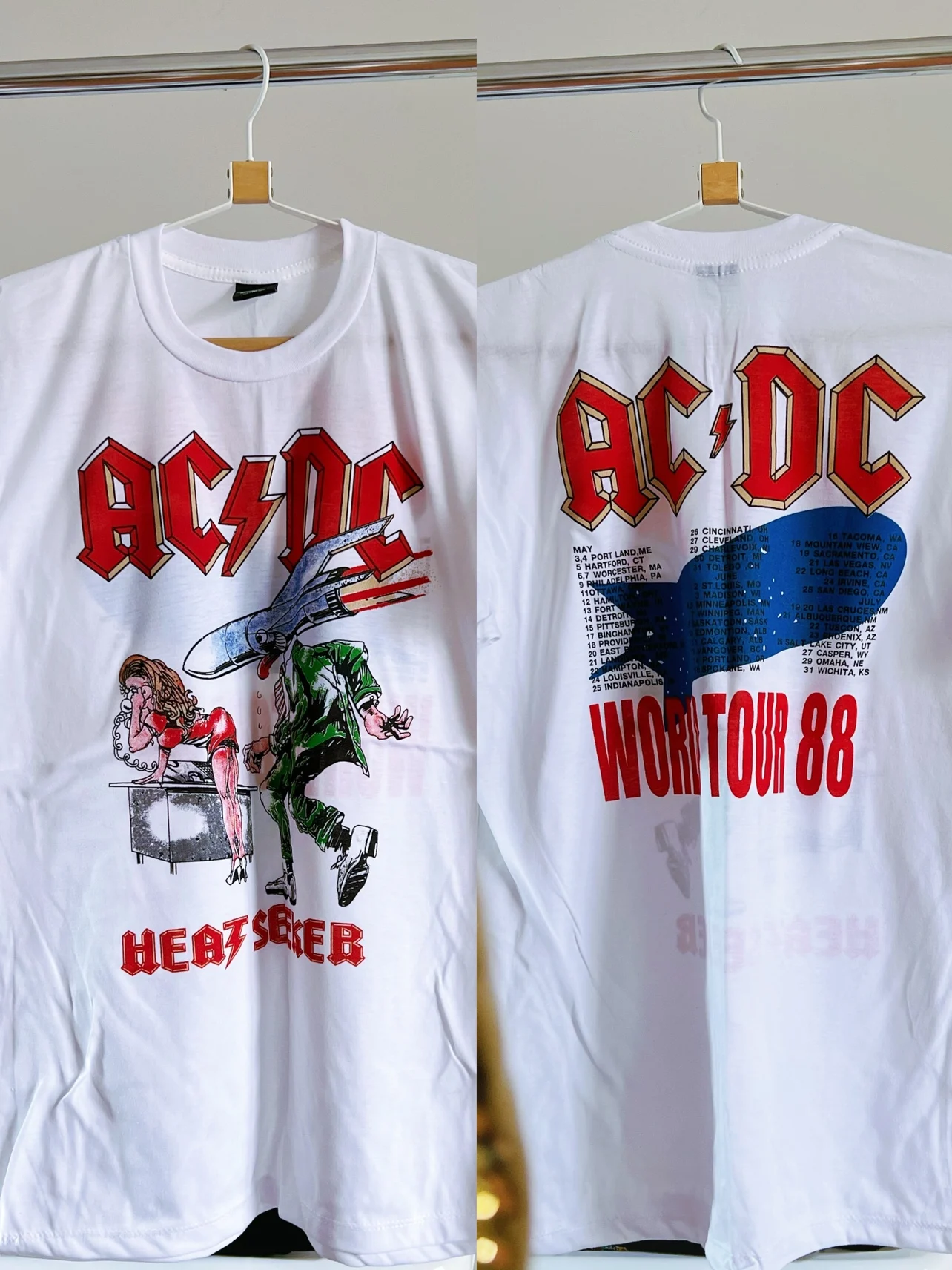

T-shirt Soft Breathable White Tee American Retro Double-sided Printed Rock Short Sleeves, One Shop Tee Heavy Couple T-Shirt