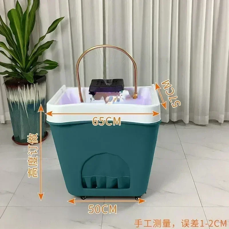Movable Shampoo Basin Head Therapy Machine Supporting Massage Couch Facial Bed Fumigation Water Circulation