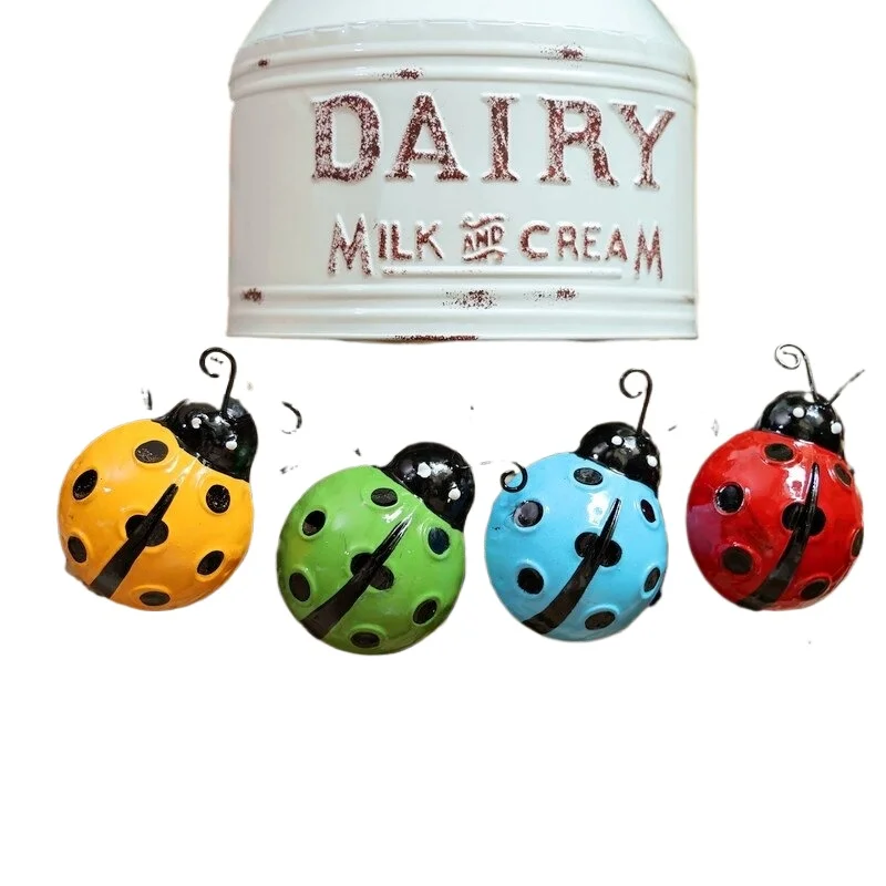 Creative Iron Ladybug Wall Hanging, Simulation Beetle Ornament, Pastoral Garden Yard Wall Art Decor Photo Prop