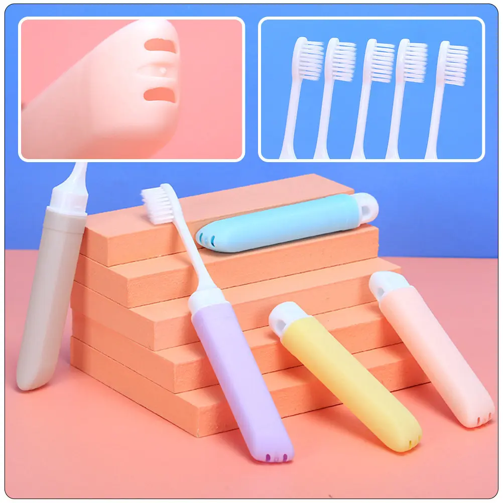Folding Travel Toothbrush 5 Pack Disposable Lightweight Hygienic Portable Toothbrush for Home Outdoor Use
