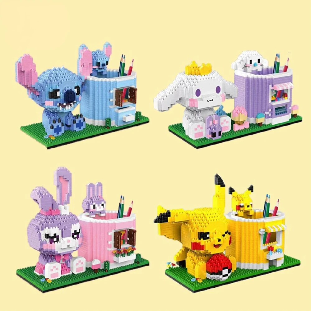 

New Design Disney Micro Building Blocks: Stitch, StellaLou, Cinnamoroll Astronaut Pen Holder - Mini Brick Figures for Kids' Gift