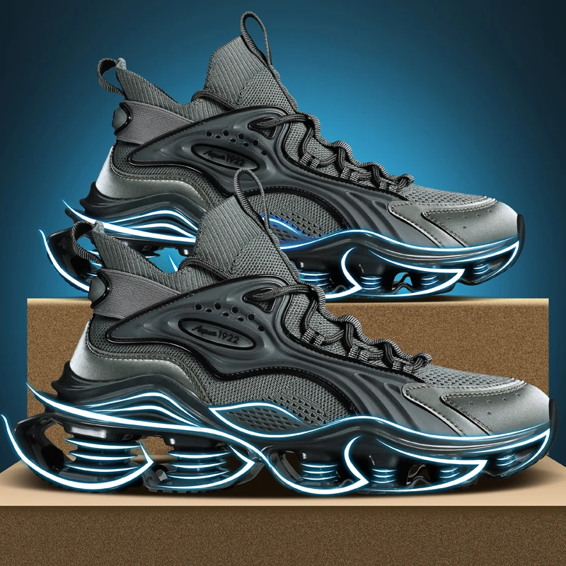 

Sports and leisure shoes, men's shoes, marathon oversized air cushioned shoes, fly woven all season rubber, wear-resistant, anti