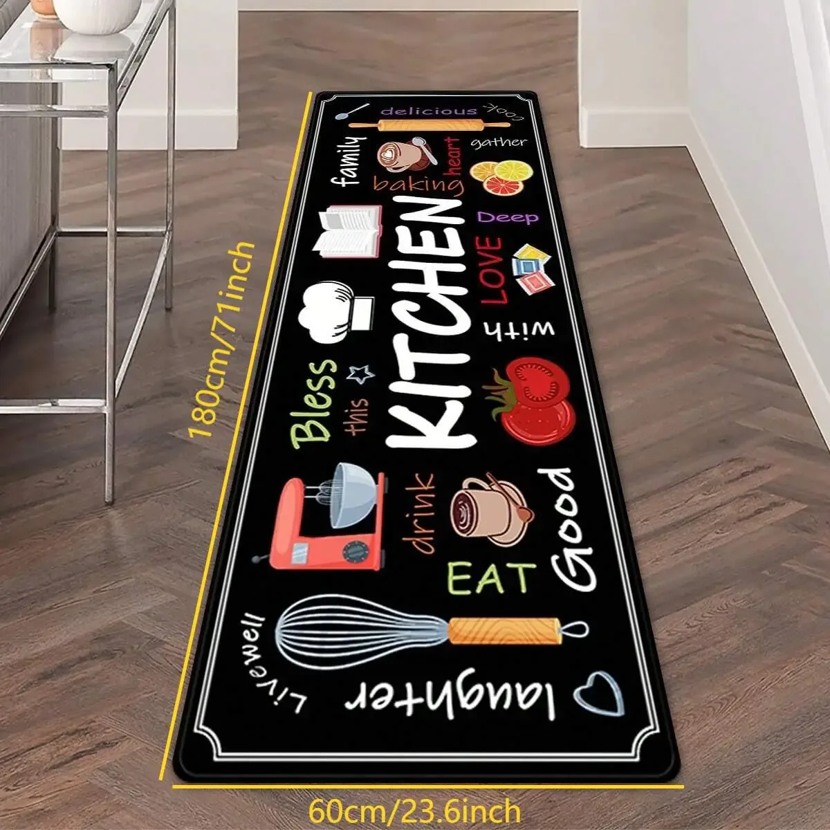 1 pcs Kitchen Printed Floor Mat, Durable and Wear-Resistant, Home Kitchen Floor Mat, Laundry Room Carpet, Home Decor