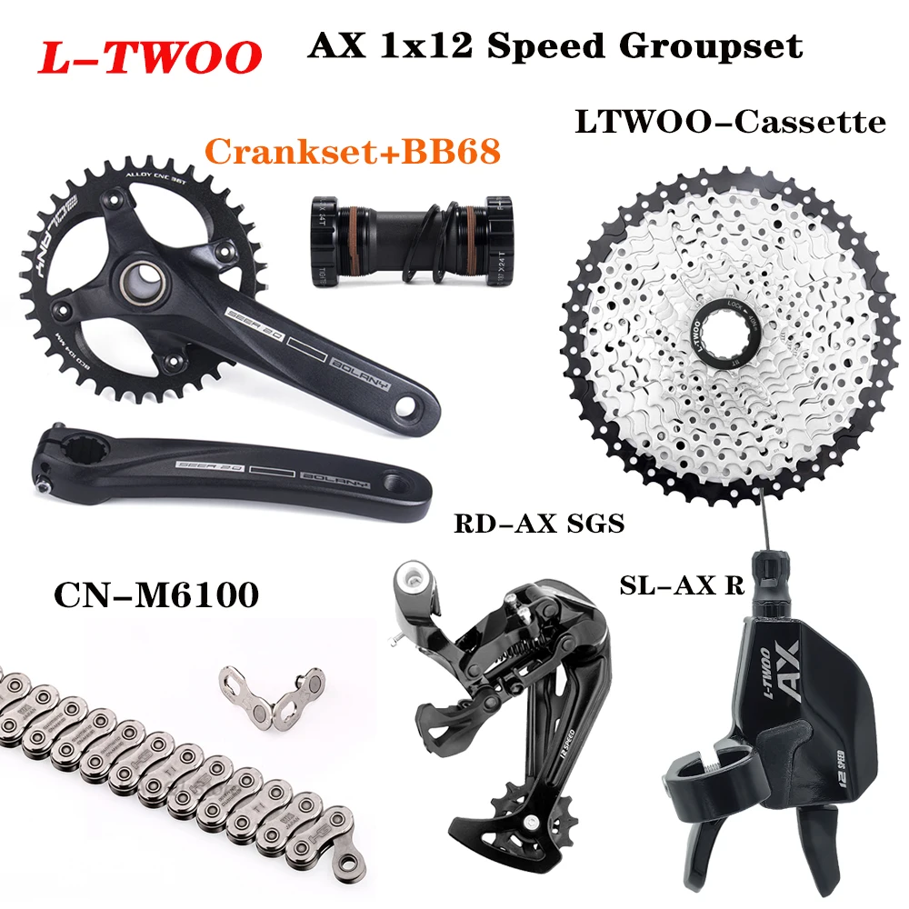 LTWOO 1X12 Speed Derailleurs Groupset for Mountain Bike 12V Shift Lever K7 Cassette 12V CRANK BB68/73 Brake Group 6100/X12 Chain