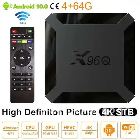 X96Q Android 10.0 TV BOX 4K Allwinner H313 Media Player 3D 4K 1080P 4G 64G Video TV Receiver Wifi 2.4G TV Box Set top Box