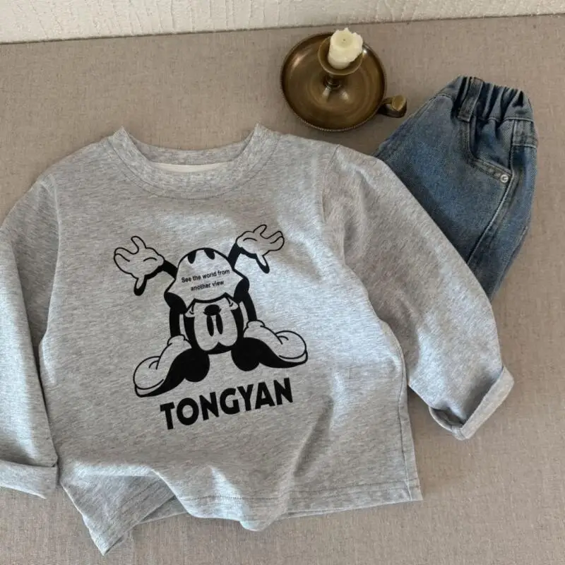 

Детская летняя футболка 2026: Новинка, стильный и модный свободный топ с коротким рукавом и мультяшным принтом для девочек