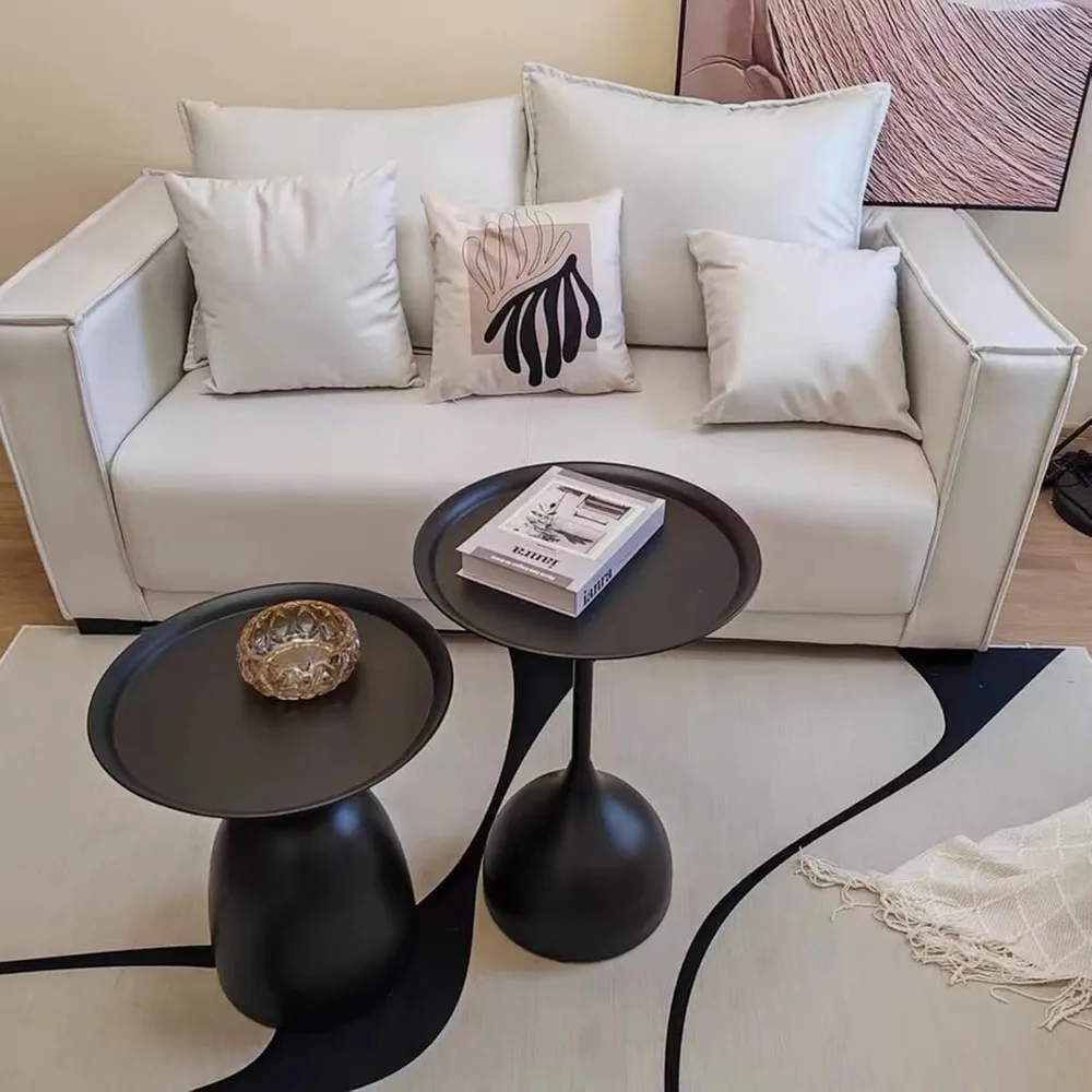 Side Coffee Table Set, Living Room Small Round End Table, Metal Nesting Tables Pedestal Tables Sofa Side and Bedside Console Tab