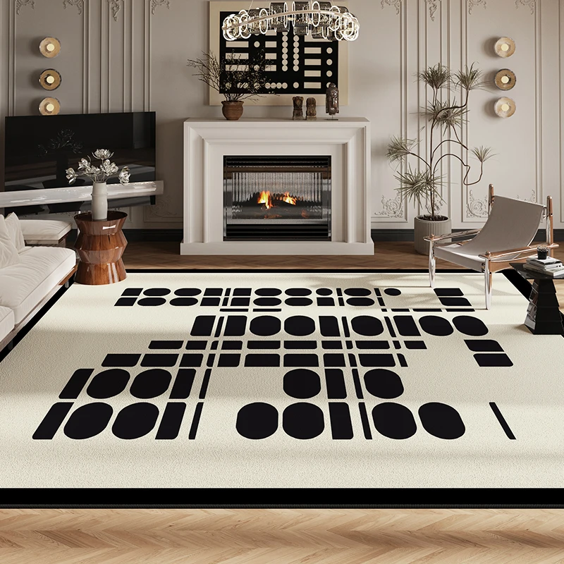 Luxury Living Room Decoration Black White Carpet French Style Rugs for Bedroom Large Area Cloakroom Rug Home Anti-slip Floor Mat