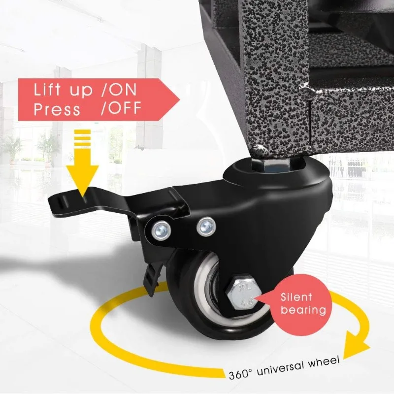 48" Heavy Duty Dog Crate Strong Metal Cage House Shape Pet Kennel Crate Playpen with 4 Locking Wheels