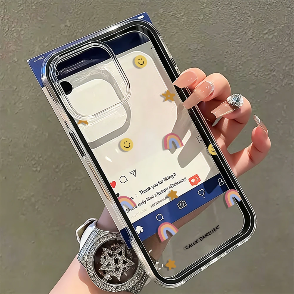 Cute Rainbow Clear Phone Case For iPhone 17 16 15 Pro Max 14 13 12 11 Pro Max 17 Air7  8 Plus X XR Transparent Airbag Soft Cover view 2