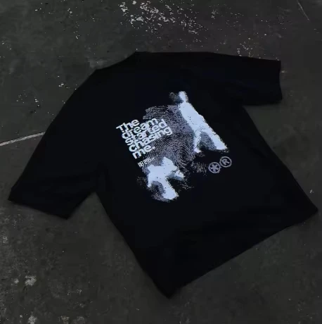 T-shirt ample en coton pour homme, style streetwear, avec graphismes rétro, esthétique coréenne et design unisexe.