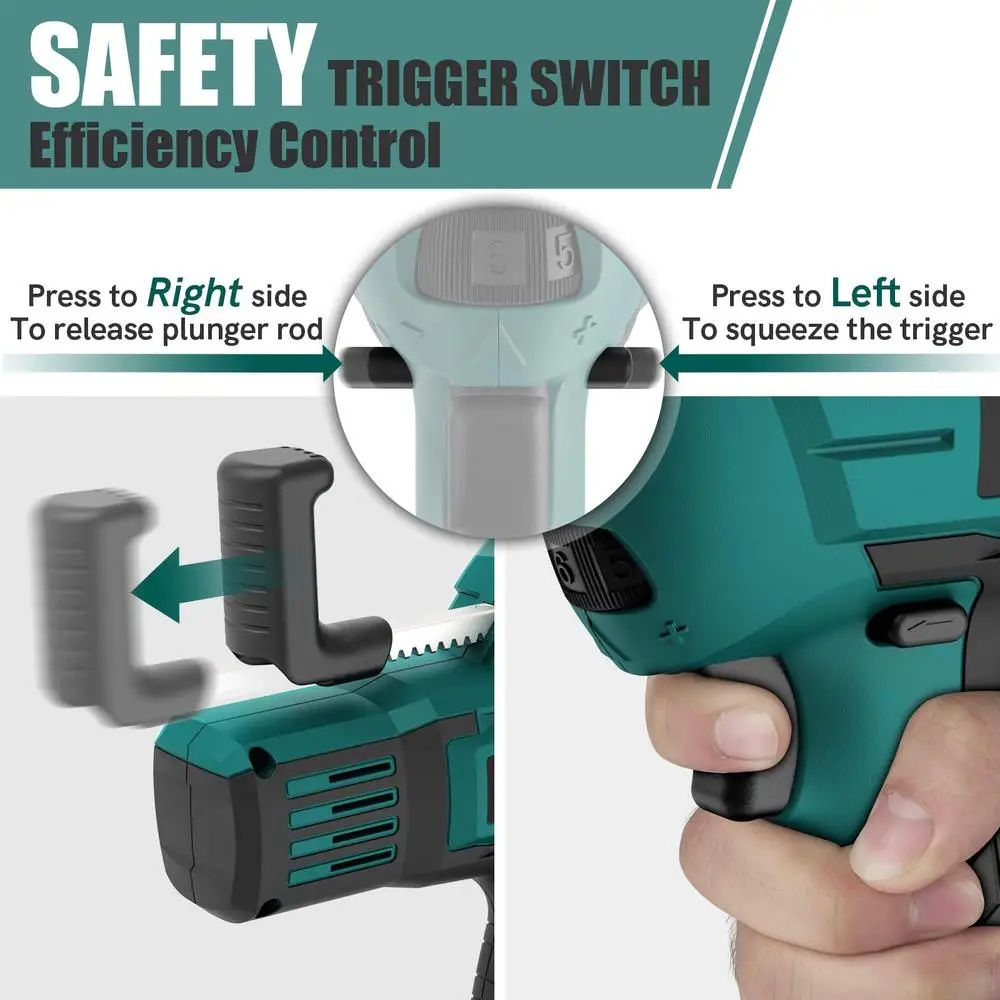 Pistola de calafateo inalámbrica, Kit de herramientas adhesivas de alta resistencia de 6 velocidades, reparación del hogar, llenado de sellado, reducción automática de goteo, diseño ergonómico