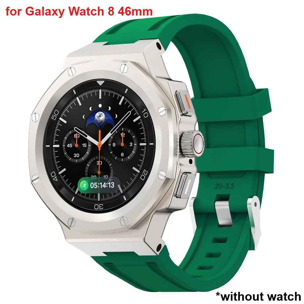 Luxe Mod Kit Voor Samsung Galaxy Horloge 8/8 Classic 40/44/46mm Legering Metalen behuizing Siliconen Band Volledige Cover Bescherming Band Set
