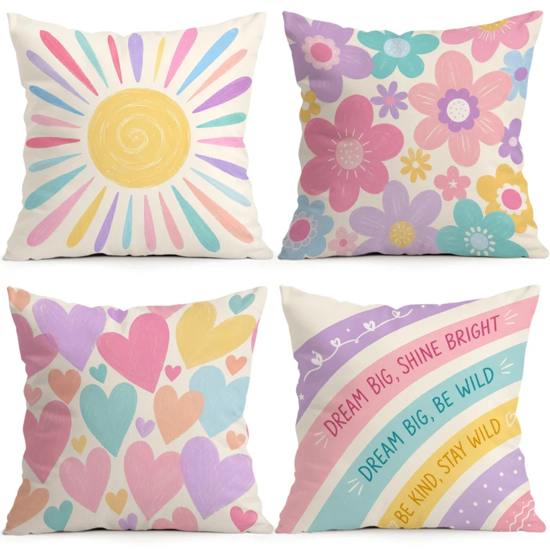 1pcs/4pcs Flowers Love Quotes Cushions Pillowcase Polyester Cushion Cover Throw Pillow Pillowcover Home Car Sofa Decor