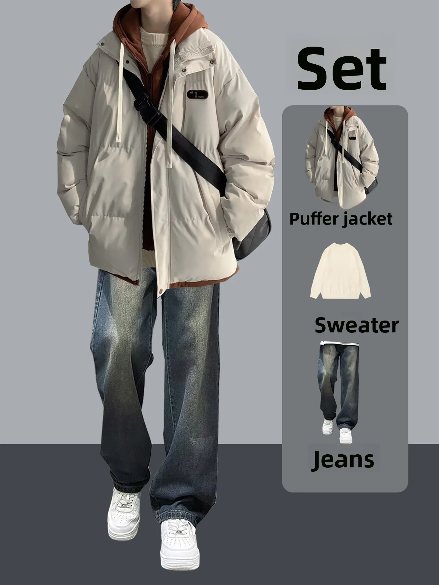 

Мужская зимняя куртка-пуховик American Style с капюшоном, комплект из двух предметов: стильное утепленное пальто-пуховик и теплая утолщенная верхняя одежда