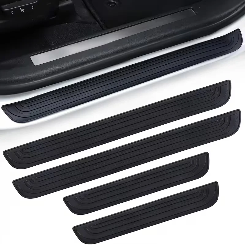 4-teiliger Universeller Autotürschwellenschutz Anti-Kratz-Gummistreifen Auto-Trittkantenschutz Abnutzungsschutz Schwarz Limousine SUV Styling – Detail 8