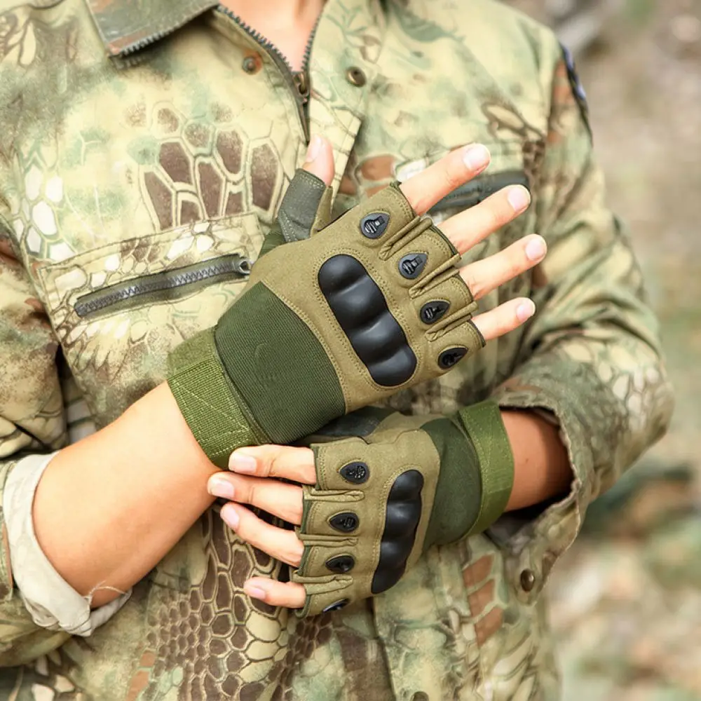 Tactical Half Finger Gloves Outdoor Cycling Motorcycle Riding Fitness Training Shockproof Anti Slip Protective Equipment