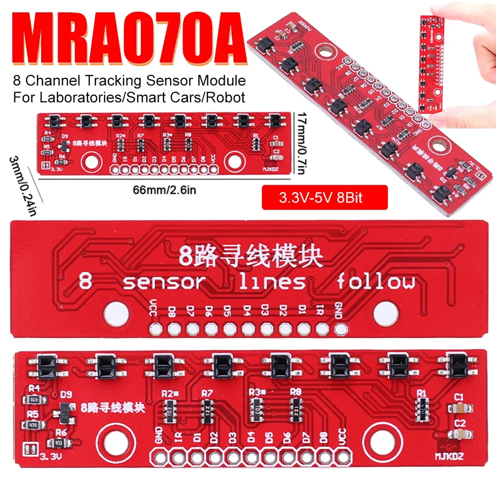 Modulo sensore di tracciamento a infrarossi IR a 8 canali per Arduino Smart Car Robot 3.3V-5V Line Track Sensor moduli sensore di rilevamento PCB