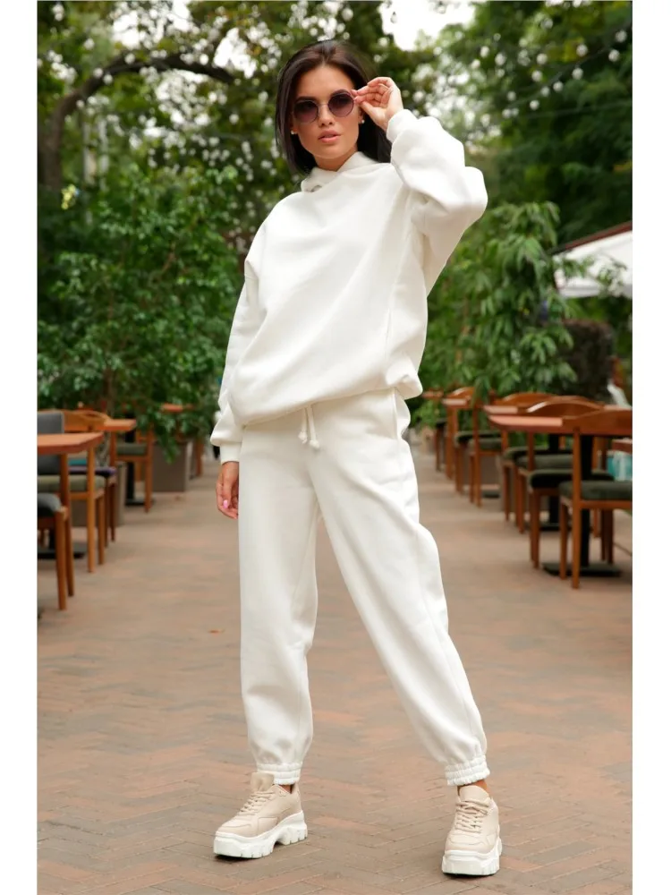 Women Two Piece Sets Tracksuit Hooded Sweatshirt Tops Sweatpants Pants Set Female Autumn Winter Long Sleeve Pullover Sports Set