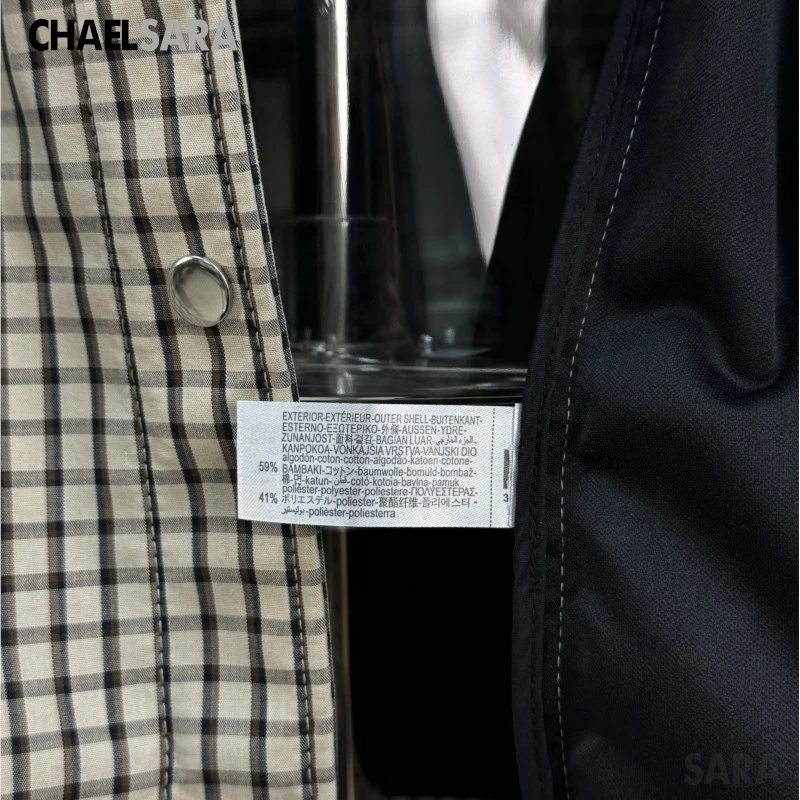 Women's Plaid Stand Collar Loose Jacket - Single Breasted Coat