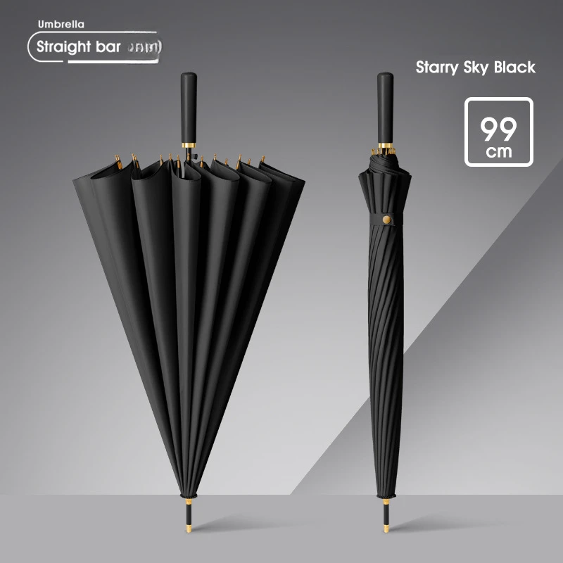 Straight 24 Rib Umbrella Women Premium Automatic Large Long Handle Rain Sun Dual Use Wholesale Men Business