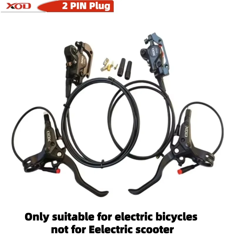 XOD E500 E-Bike Hydraulische Bremse mit Stromabschaltung, 2-poliger wasserdichter Stecker, Schlauch vorne 1000 mm / hinten 1850 mm, Fahrrad-Scheibenbremse