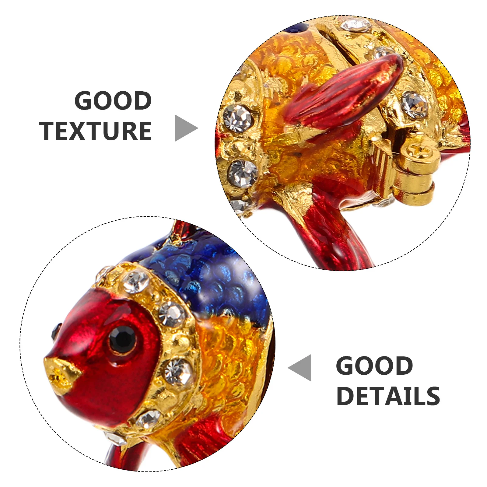 กล่องใส่เครื่องประดับวินเทจรูปปลา ทำจากโลหะผสมสังกะสี ประดับด้วยคริสตัล กล่องเก็บเครื่องประดับขนาดเล็ก ที่ใส่แหวน ที่เก็บต่างหู กล่องเก็บของที่ระลึกตกแต่ง