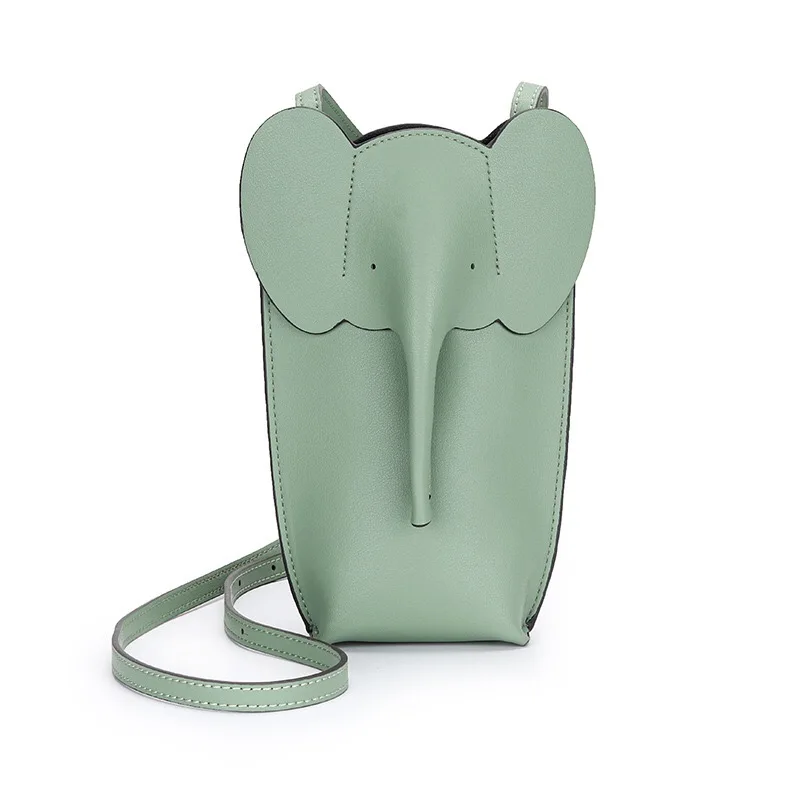 Bolso pequeño de cuero de lujo para mujer, bolsa de teléfono móvil con forma de elefante, bandolera versátil, nueva moda