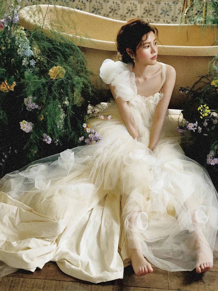 

Свадебное платье 2026 Princ Sle: Новое винтажное свадебное платье 2025 года с фатой для помолвки и свадьбы на открытом воздухе, для женщин