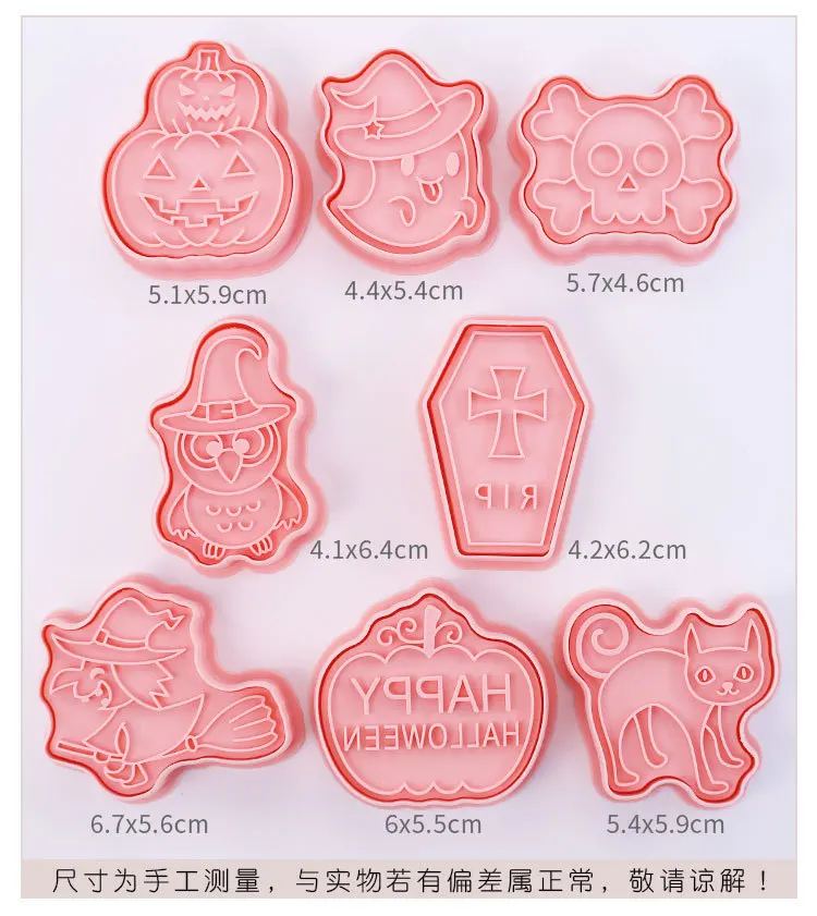 Halloween Cookies Cutters Cartoon Kürbis Pressbare Keks Form Kunststoff Süßwaren Fondant Cookie Stempel Backen Gebäck Werkzeuge – Detail 3