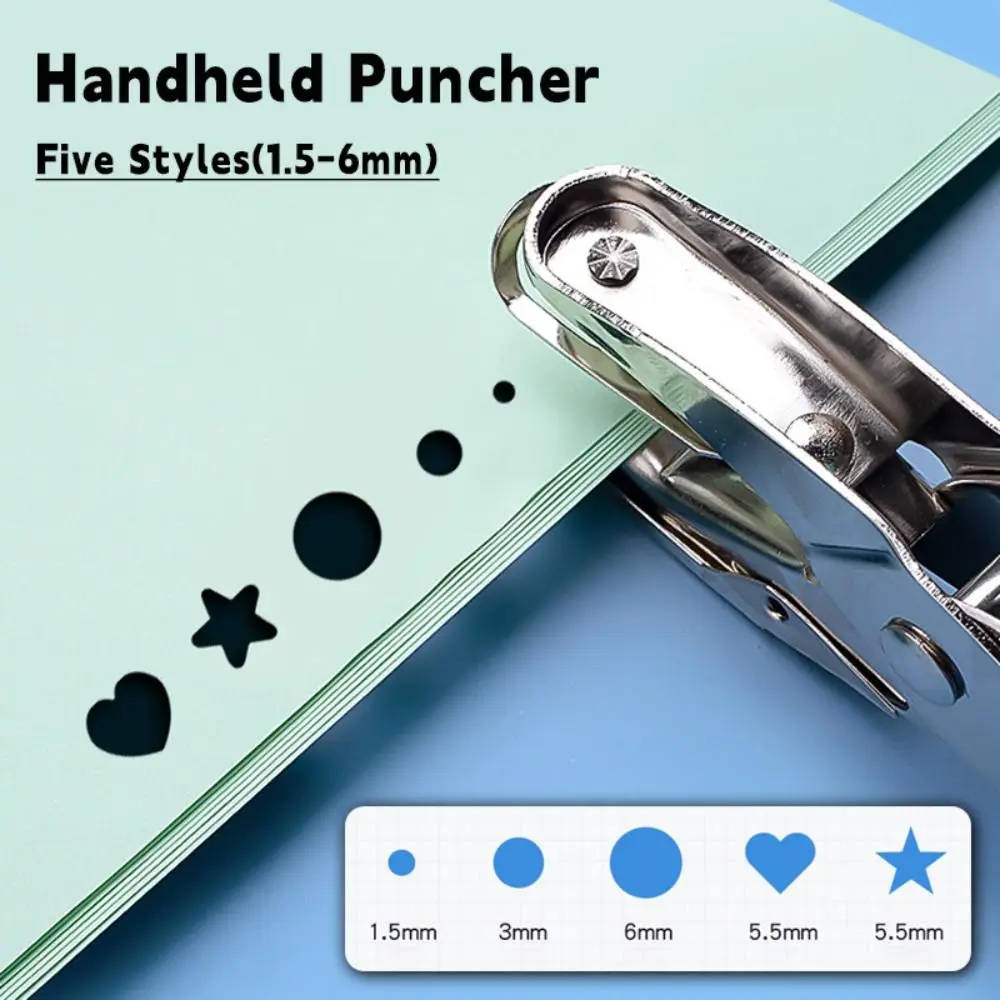 

Round/Star/Heart Shape Punching Machine Labor-saving Single Hole Embosser DIY Craft Loose-leaf Binding Tools Hole Puncher
