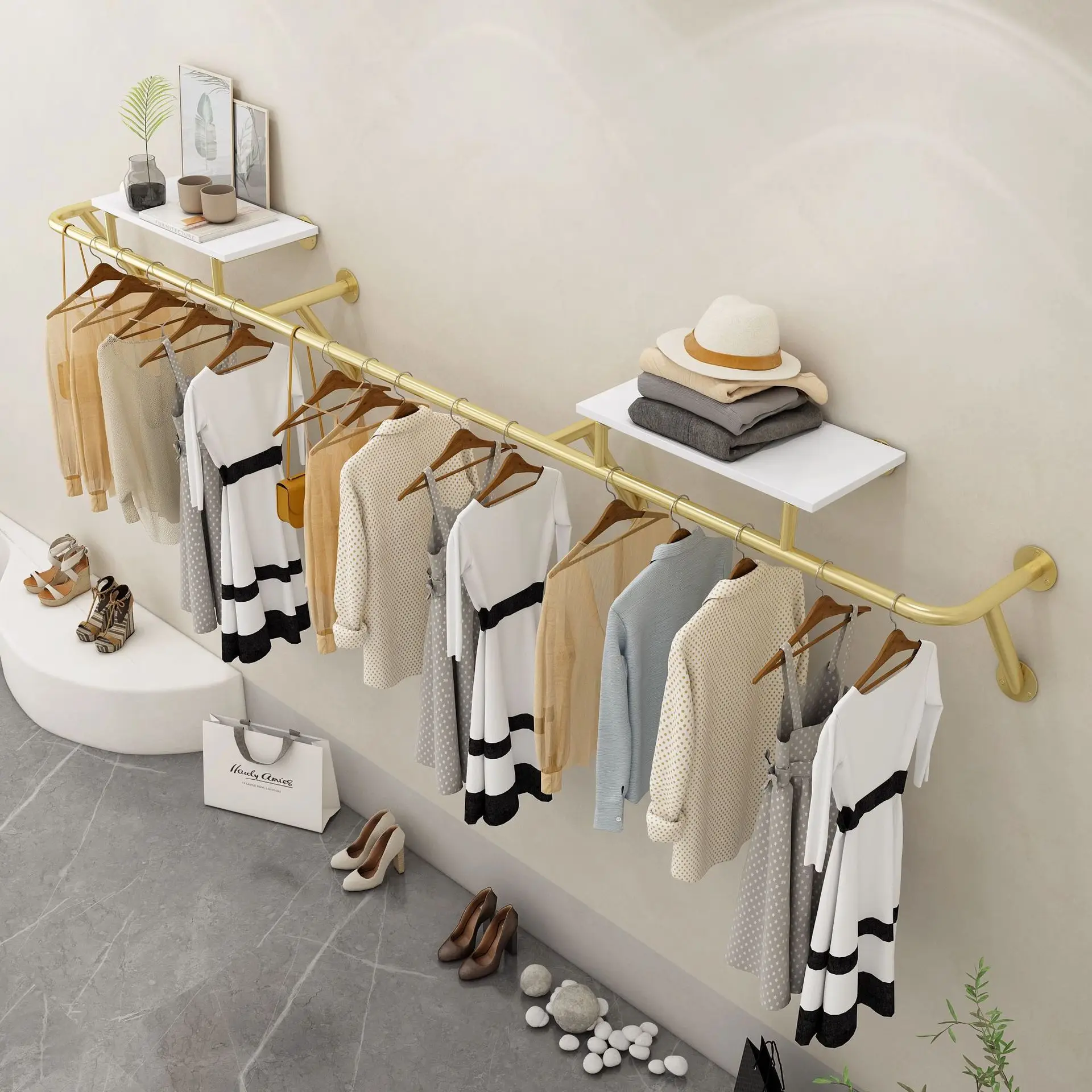 Clothing store upper wall display side hanging display rack wall hanging