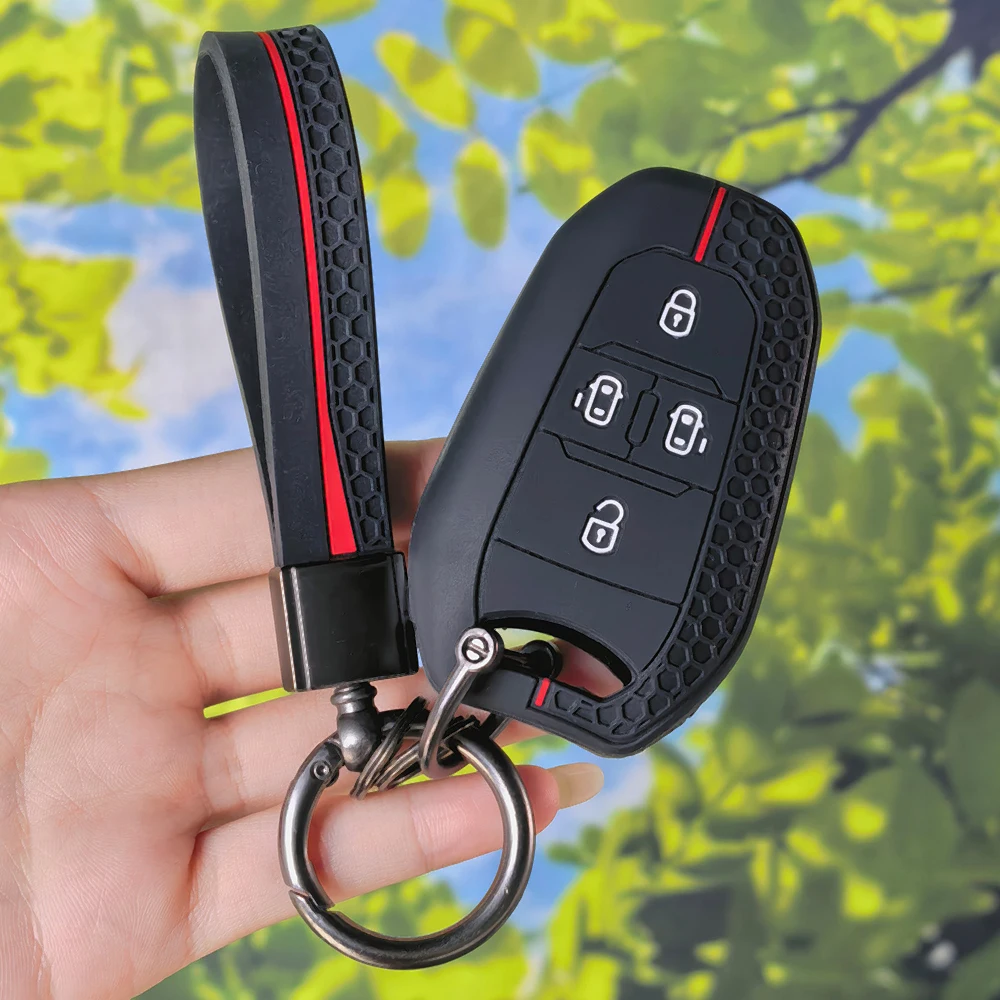 Practical 4 Button Silicone Key Shell With Keychain For Peugeot Traveller Expert Citroen Jumpy Dispatch SpaceTourer