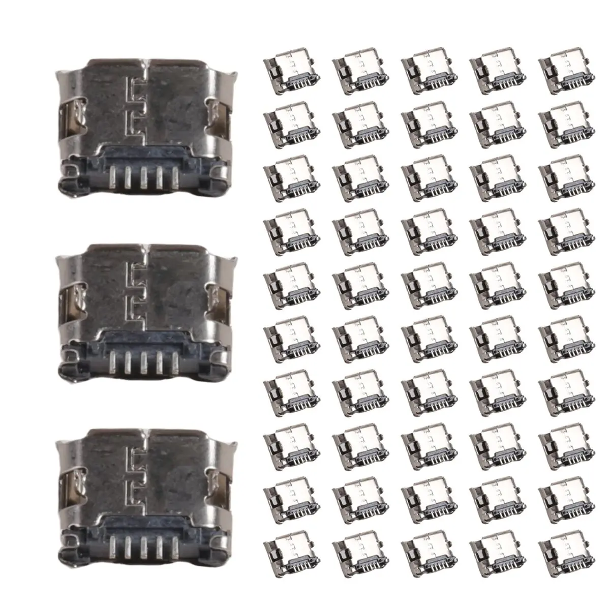 A99X 60Pcs Micro-USB Type B Female 5 Pin SMT Placement SMD DIP Socket Connector