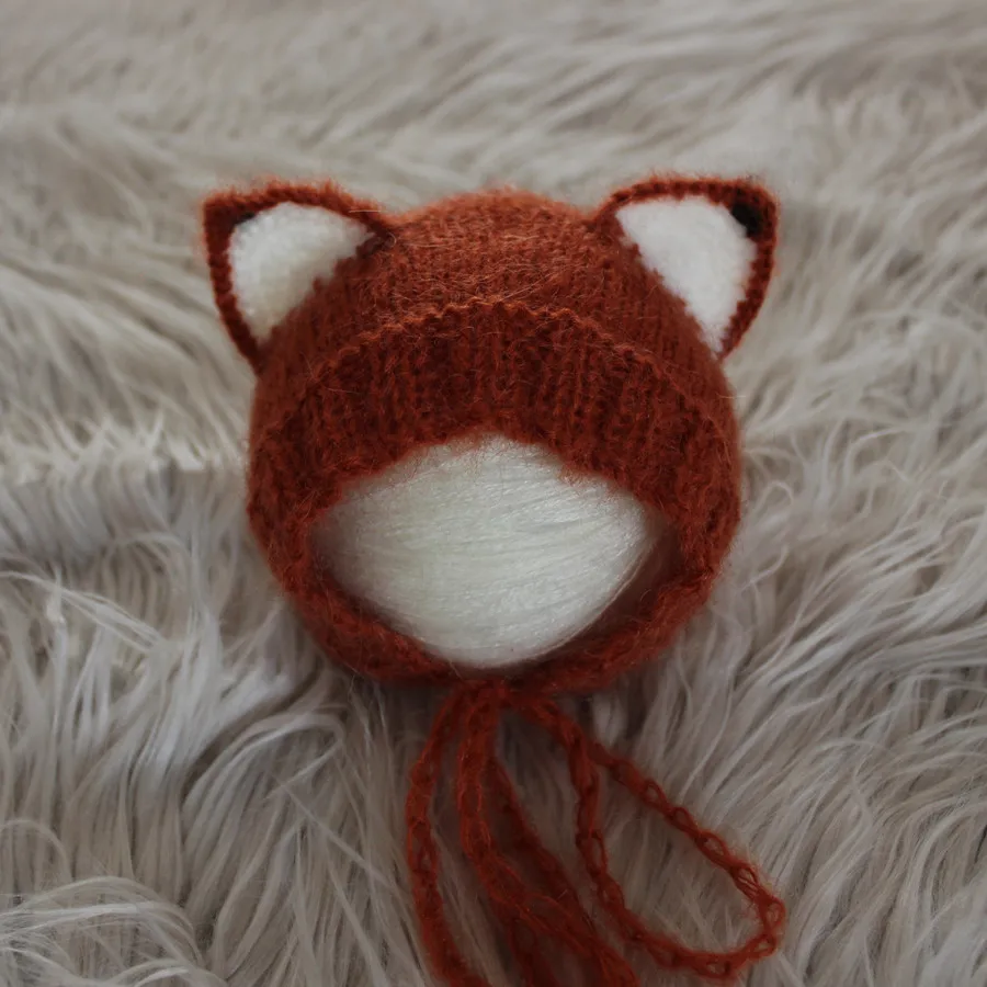 Newborn Baby Fox Bonnet Fox Baby Bonnet Newborn Fox Hat Newborn Knitted Ptoto Prop