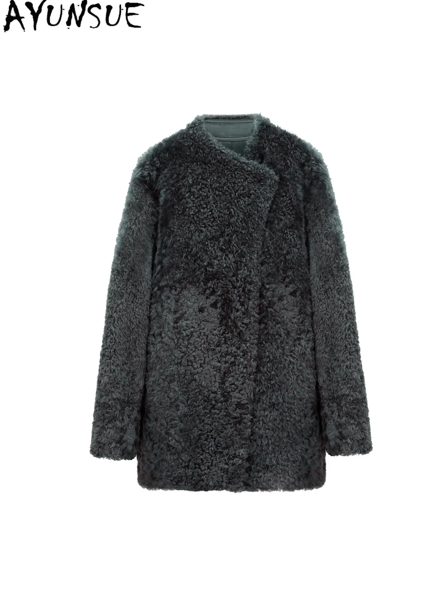 AYUNSUE Natural Sheep Fur Coat Women Real Leather Jacket Warm Winter Clothing Female 2026 Lamb Wool Real Fyr Coats Шуба Женская